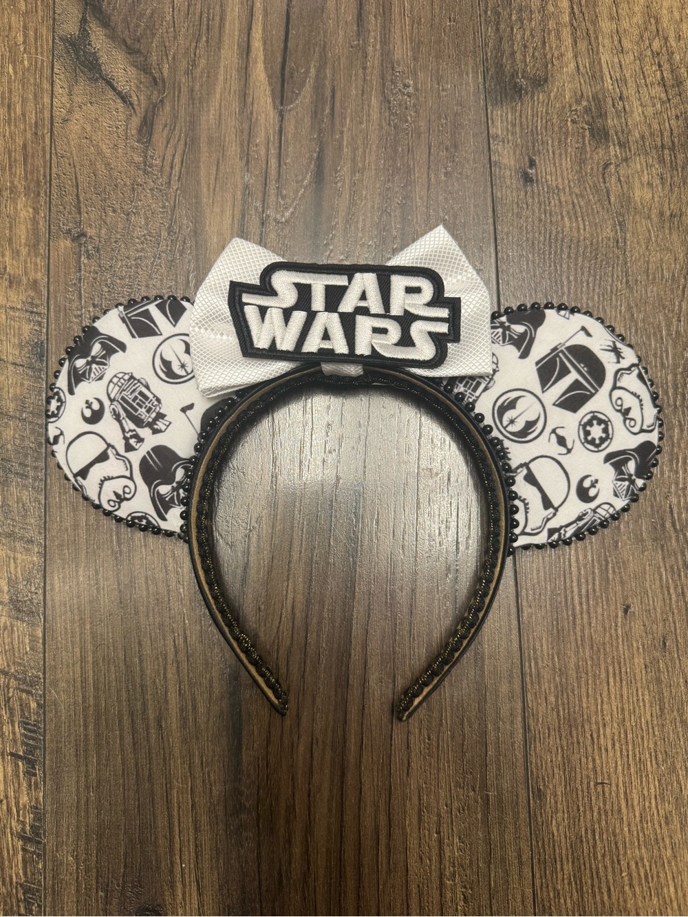 Star Wars Black & White Logo Minnie Mouse Disney Ear Headband